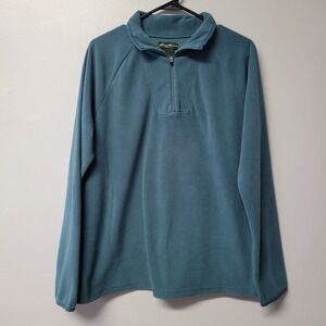 Eddie Bauer Quarter Zip Soft Fleece Pullover Teal Green Blue XL Relaxed Fit
